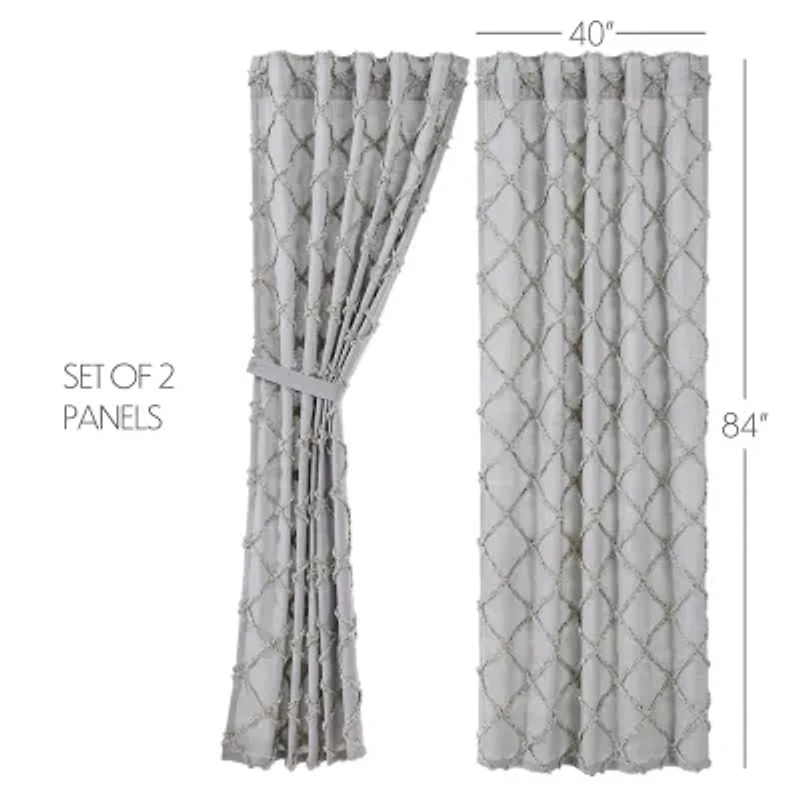 Vhc Brands Frayed Lattice Rod Pocket Light-Filtering Set of 2 Curtain Panel