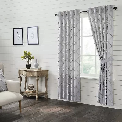 Vhc Brands Frayed Lattice Rod Pocket Light-Filtering Set of 2 Curtain Panel
