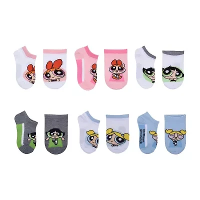Little & Big Kid Girls 6 Pair Powerpuff No Show Socks