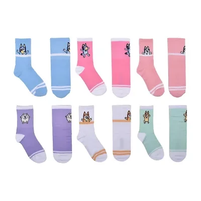 Little & Big Kid Girls 6 Pair Bluey Crew Socks