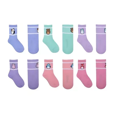 Little & Big Kid Girls 6 Pair Squishmallows Crew Socks