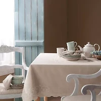 Lenox French Perle Linen Embroidered Tablecloth