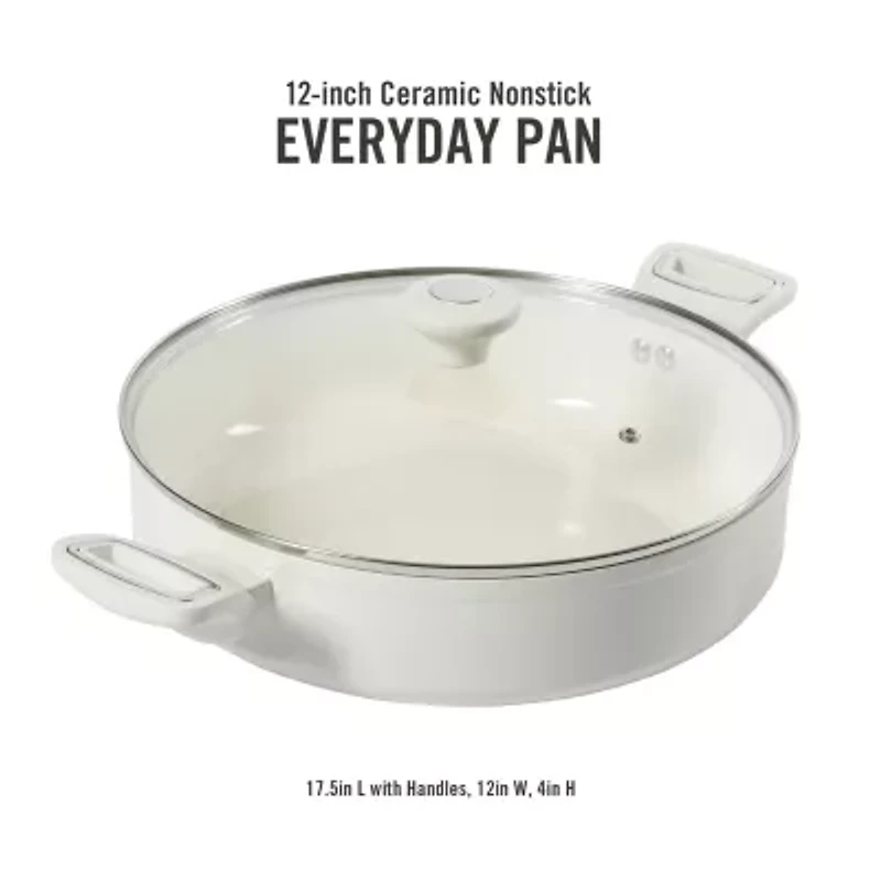 Martha Stewart Ceramic Non-Stick 12" Everyday Pan with Lid