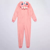 Little & Big Kid Girls Plush Long Sleeve Hooded One Piece Pajama