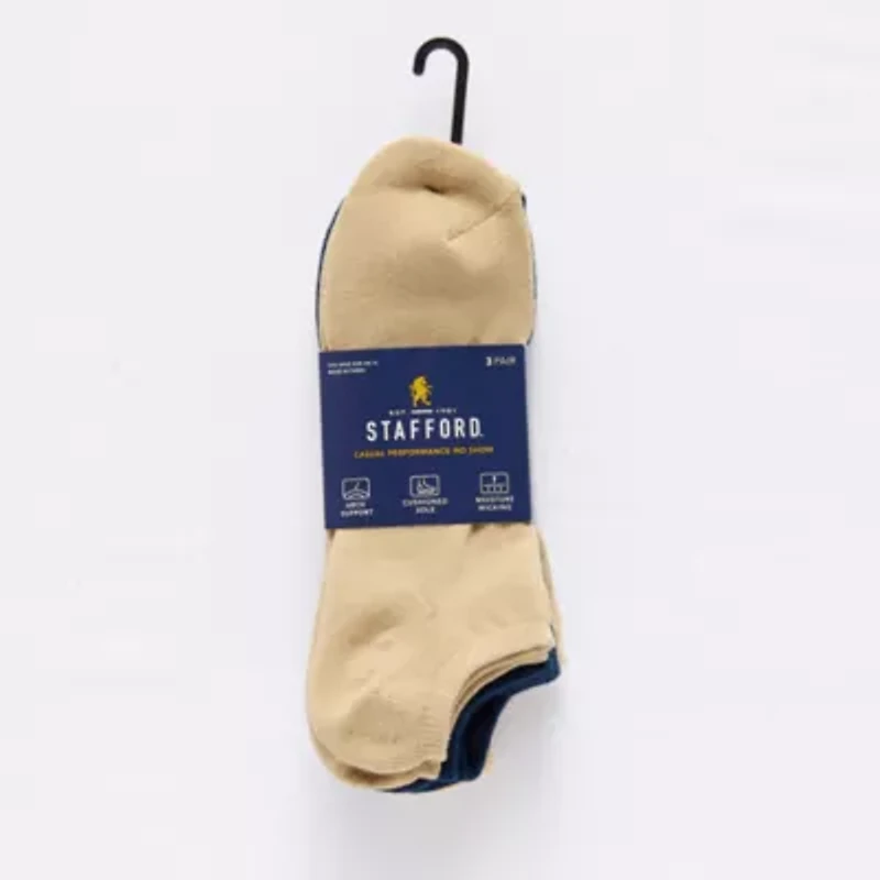Stafford Casual Performance Mens 3 Pair No Show Socks