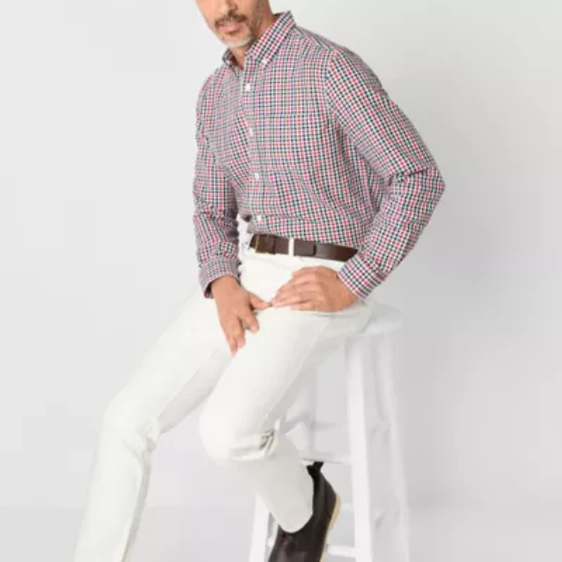 St. John's Bay Performance Oxford Mens Long Sleeve Classic Fit Button-Down Shirt