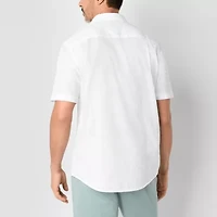 St. John's Bay Linen Blend Mens Short Sleeve Classic Fit Button-Down Shirt