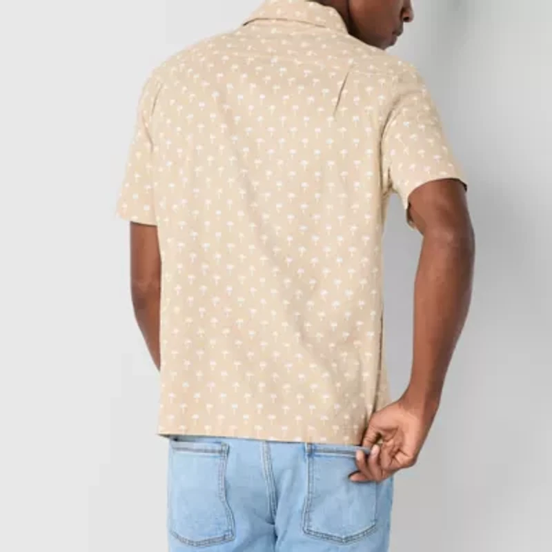 mutual weave Mens Short Sleeve Camp Shirt