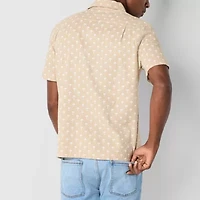 mutual weave Mens Short Sleeve Camp Shirt
