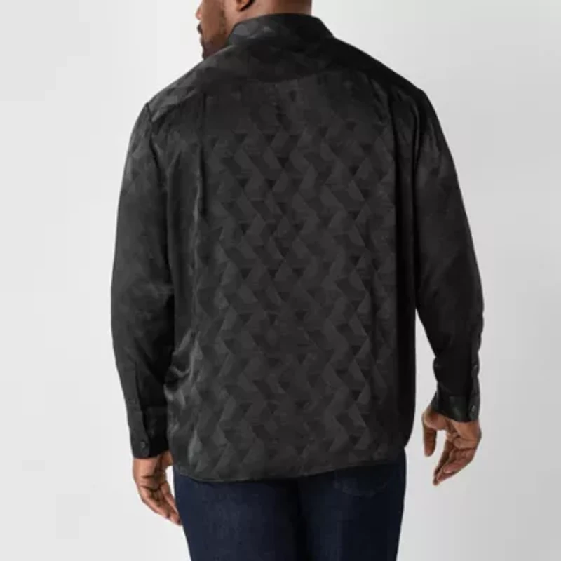 Shaquille O'Neal XLG Mens Long Sleeve Classic Fit Big and Tall Button-Down Shirt