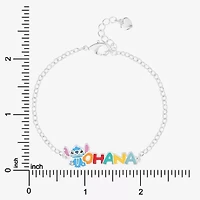 Disney Classics Ohana Unisex Adult Pure Silver Over Brass 7 Inch Solid Cable Lilo & Stitch Chain Bracelet