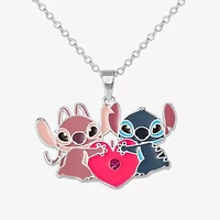 Disney Classics Angel Unisex Adult Multi Color Crystal Pure Silver Over Brass Heart 16 Inch Pendant Necklace