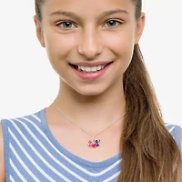 Disney Classics Angel Unisex Adult Multi Color Crystal Pure Silver Over Brass Heart 16 Inch Pendant Necklace