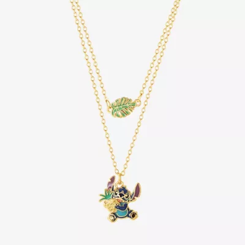 Disney Classics Pineapple Unisex Adult Blue Crystal 18K Gold Over Brass 15 Inch Pendant Necklace