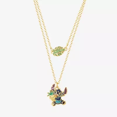Disney Classics Pineapple Unisex Adult Blue Crystal 18K Gold Over Brass 15 Inch Pendant Necklace