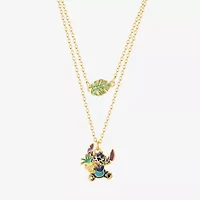 Disney Classics Pineapple Unisex Adult Blue Crystal 18K Gold Over Brass 15 Inch Pendant Necklace