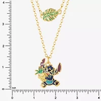 Disney Classics Pineapple Unisex Adult Blue Crystal 18K Gold Over Brass 15 Inch Pendant Necklace