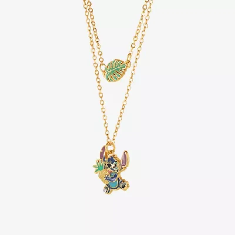 Disney Classics Pineapple Unisex Adult Blue Crystal 18K Gold Over Brass 15 Inch Pendant Necklace