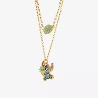 Disney Classics Pineapple Unisex Adult Blue Crystal 18K Gold Over Brass 15 Inch Pendant Necklace