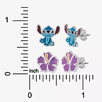 Disney Classics Unisex Adult Crystal Flower Lilo & Stitch 2 Pair Earring Set
