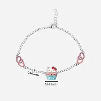 Cupcake Unisex Adult Pure Silver Over Brass 6 3/4 Inch Solid Cable Heart Hello Kitty Chain Bracelet