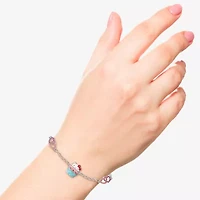Cupcake Unisex Adult Pure Silver Over Brass 6 3/4 Inch Solid Cable Heart Hello Kitty Chain Bracelet