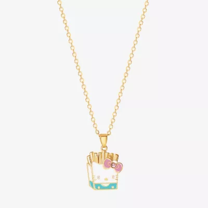 Unisex Adult Pink Crystal 18K Gold Over Brass 16 Inch Pendant Necklace