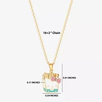 Unisex Adult Pink Crystal 18K Gold Over Brass 16 Inch Pendant Necklace