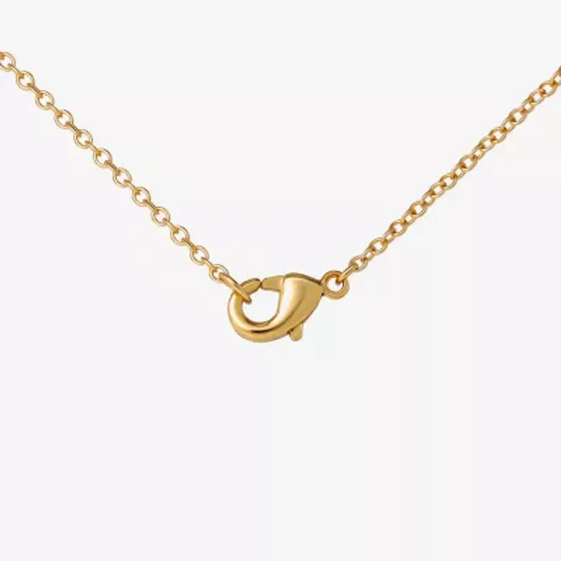 Unisex Adult Crystal 18K Gold Over Brass 18 Inch Pendant Necklace