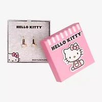 Unisex Adult Crystal 18K Gold Over Brass 9.5mm Hello Kitty Hoop Earrings