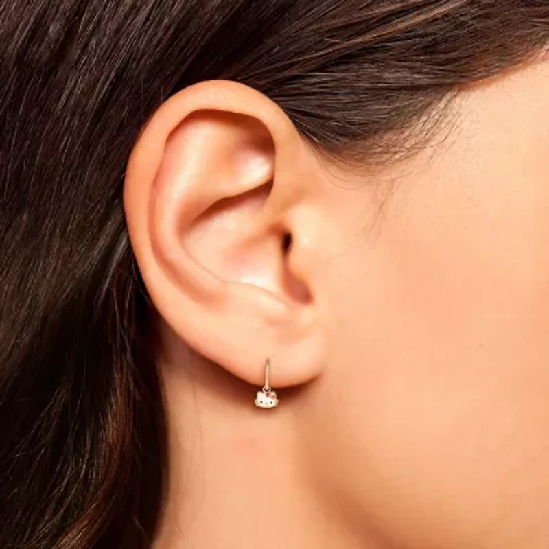 Unisex Adult Crystal 18K Gold Over Brass 9.5mm Hello Kitty Hoop Earrings