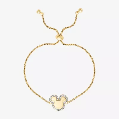 Disney Classics Unisex Adult Crystal 18K Gold Over Brass Mickey Mouse Bolo Bracelet