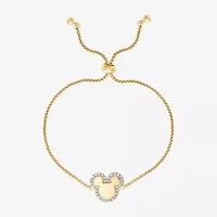 Disney Classics Unisex Adult Crystal 18K Gold Over Brass Mickey Mouse Bolo Bracelet