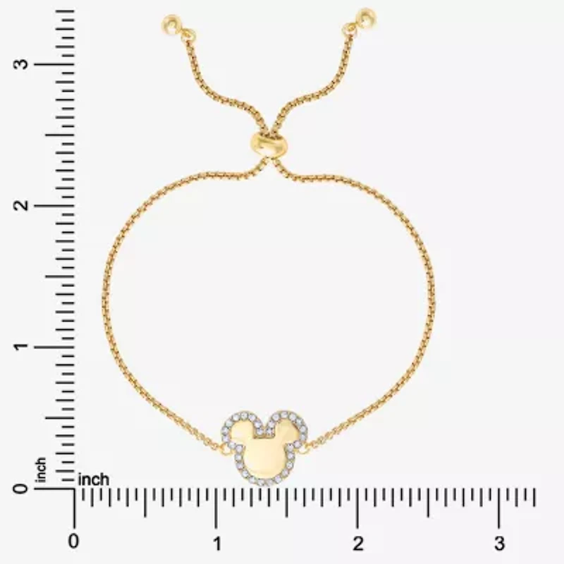 Disney Classics Unisex Adult Crystal 18K Gold Over Brass Mickey Mouse Bolo Bracelet