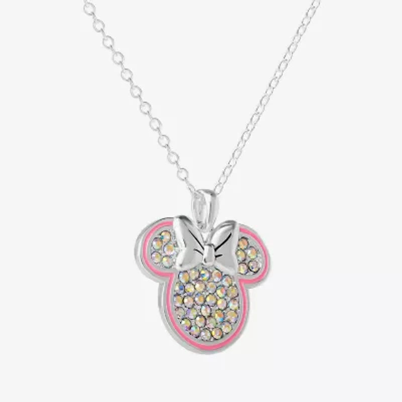 Disney Classics Unisex Adult Crystal Pure Silver Over Brass Inch Pendant Necklace