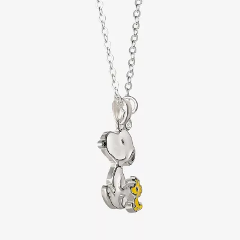Disney Classics Unisex Adult Crystal Pure Silver Over Brass 16 Inch Pendant Necklace