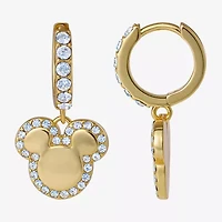 Disney Classics Unisex Adult Crystal 18K Gold Over Brass 23.4mm Mickey Mouse Hoop Earrings