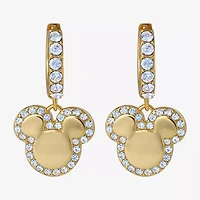 Disney Classics Unisex Adult Crystal 18K Gold Over Brass 23.4mm Mickey Mouse Hoop Earrings