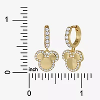 Disney Classics Unisex Adult Crystal 18K Gold Over Brass 23.4mm Mickey Mouse Hoop Earrings