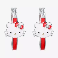 Unisex Adult Crystal 21.5mm Hello Kitty Hoop Earrings