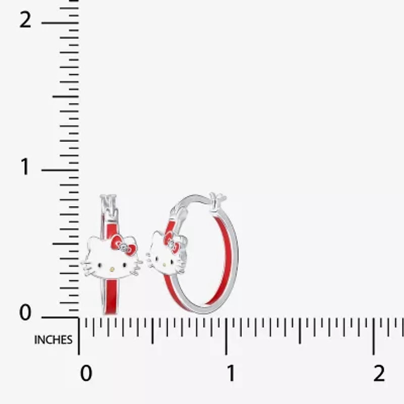 Unisex Adult Crystal 21.5mm Hello Kitty Hoop Earrings