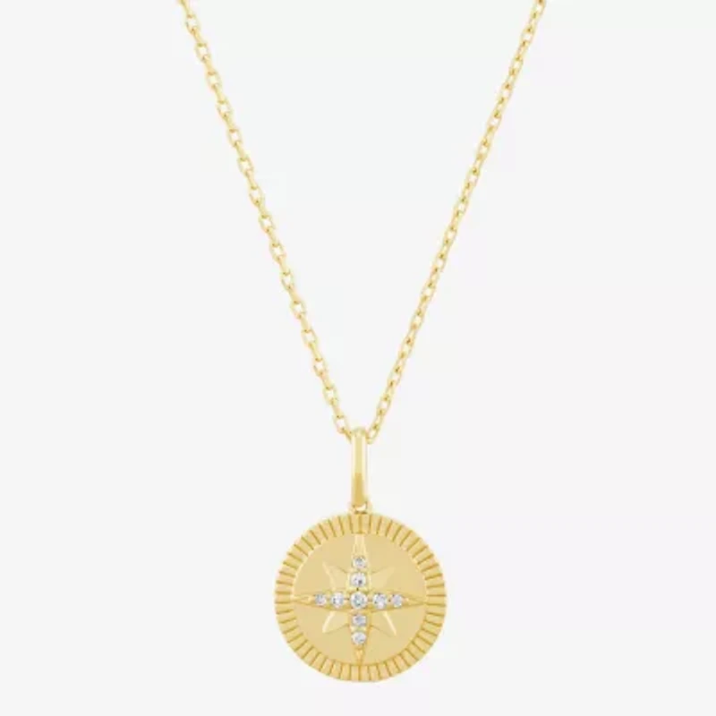 Limited Quantities! North Star Womens Diamond Accent Natural White Diamond 14K Gold Round Star 17 Inch Pendant Necklace