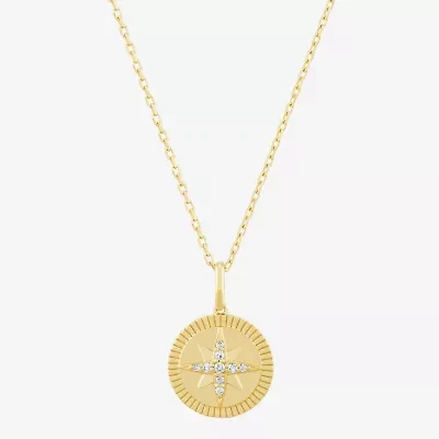 Limited Quantities! North Star Womens Diamond Accent Natural White Diamond 14K Gold Round Star 17 Inch Pendant Necklace