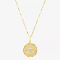 Limited Quantities! North Star Womens Diamond Accent Natural White Diamond 14K Gold Round Star 17 Inch Pendant Necklace