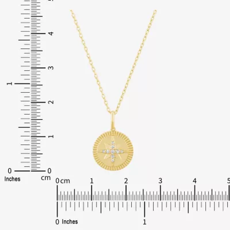 Limited Quantities! North Star Womens Diamond Accent Natural White Diamond 14K Gold Round Star 17 Inch Pendant Necklace