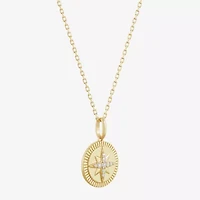 Limited Quantities! North Star Womens Diamond Accent Natural White Diamond 14K Gold Round Star 17 Inch Pendant Necklace