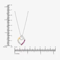 Limited Quantities! Mother And Child Womens Diamond Accent Lab Created Red Ruby 14K Gold Sterling Silver Heart 18 Inch Pendant Necklace