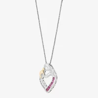 Limited Quantities! Mother And Child Womens Diamond Accent Lab Created Red Ruby 14K Gold Sterling Silver Heart 18 Inch Pendant Necklace