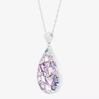 Limited Quantities! Womens Genuine Multi Color Sterling Silver Pear 18 Inch Pendant Necklace