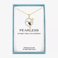 Womens Lab Created Blue Sapphire 14K Gold Over Silver Sterling Silver 16 Inch Pendant Necklace